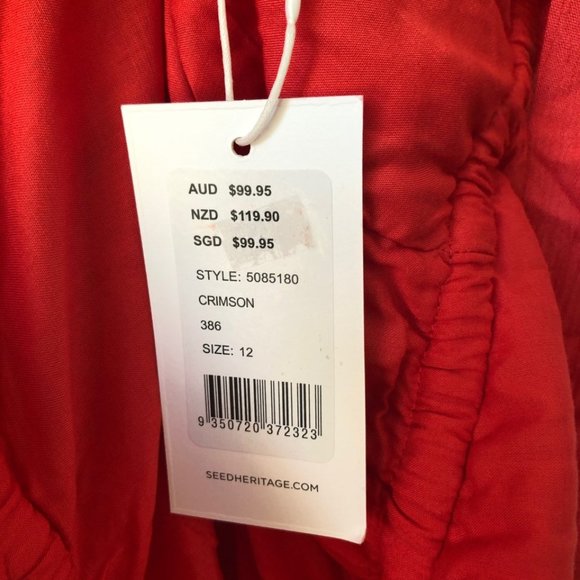 SEED Red V Neck Backless Style Boho Dress Size 12 New w Tags $99 - Picture 9 of 10